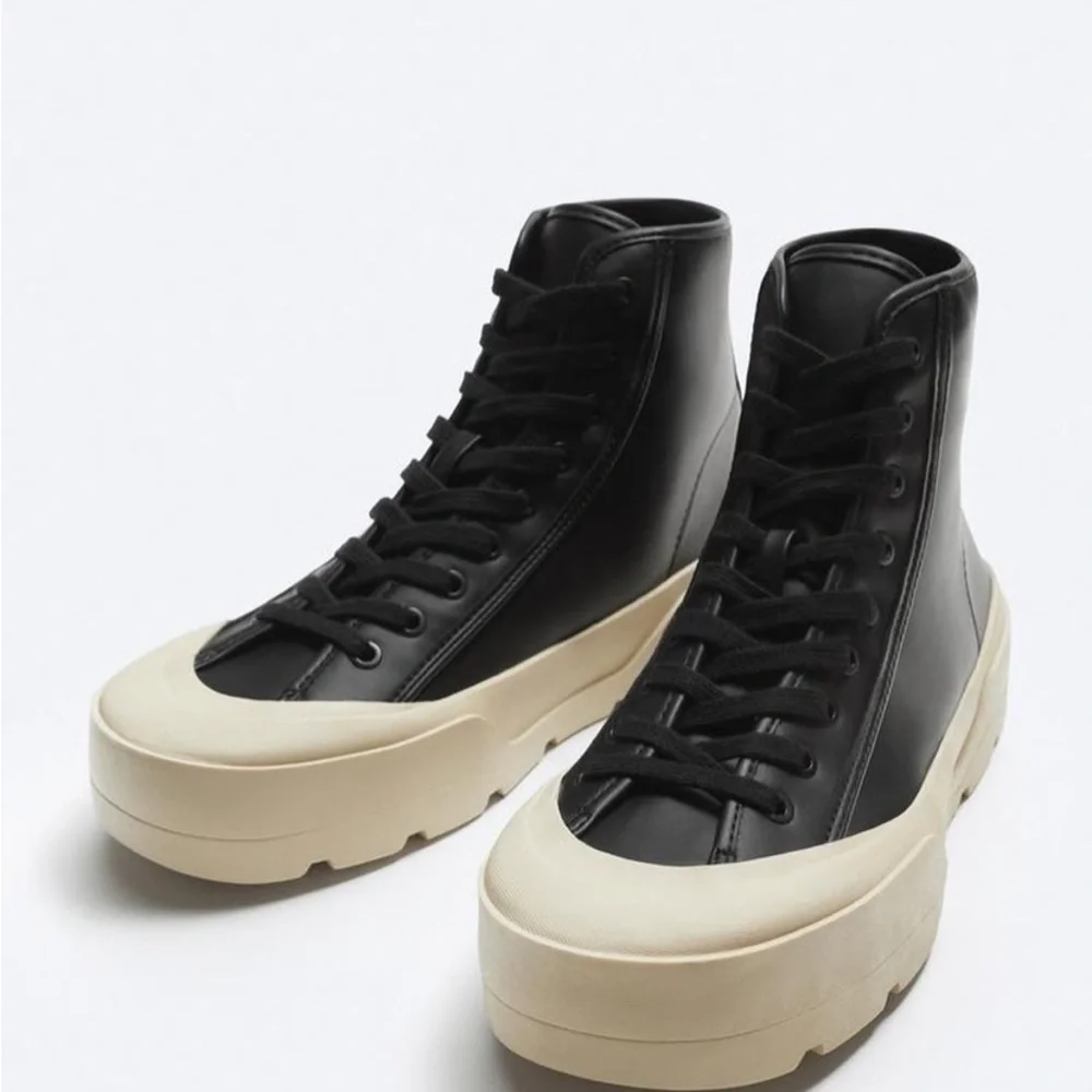 Zara Mens Black High Tops Size 12 - Picture 4 of 6